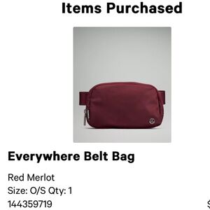 NWT Everywhere Belt Bag - Red Merlot